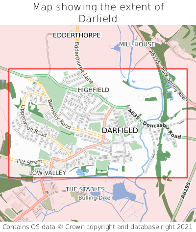 Map showing extent of Darfield as bounding box