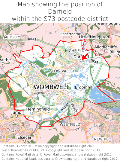 Map showing location of Darfield within S73