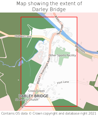 Map showing extent of Darley Bridge as bounding box
