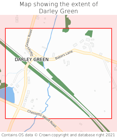 Map showing extent of Darley Green as bounding box