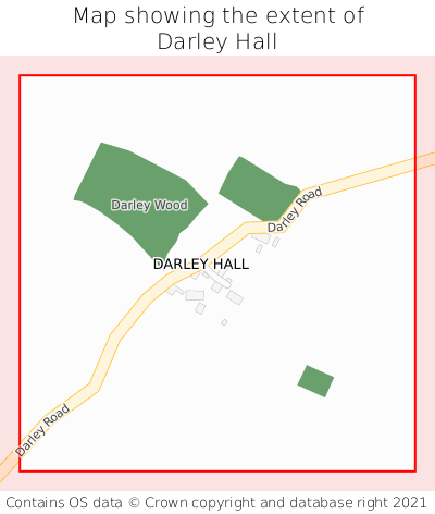 Map showing extent of Darley Hall as bounding box
