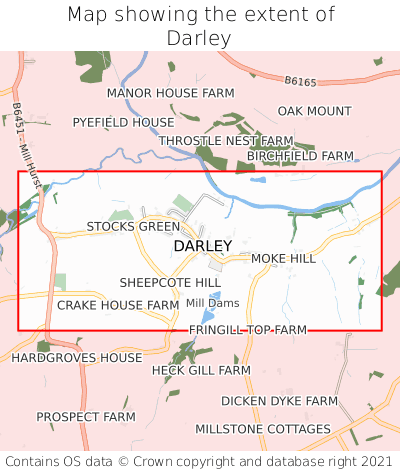 Map showing extent of Darley as bounding box