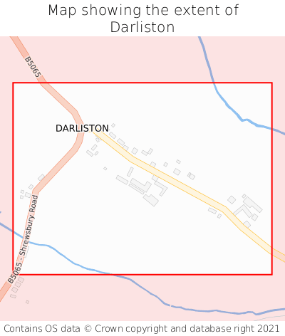 Map showing extent of Darliston as bounding box