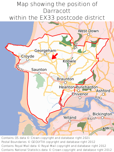 Map showing location of Darracott within EX33