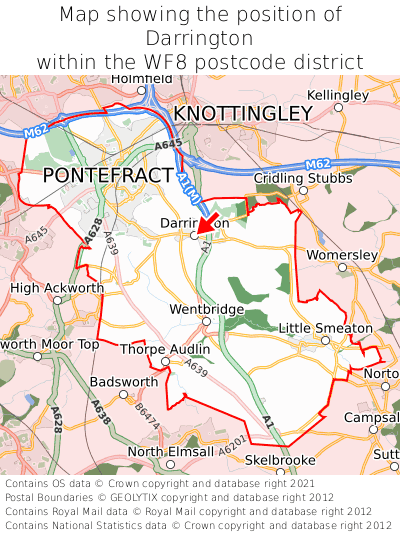 Map showing location of Darrington within WF8