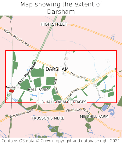 Map showing extent of Darsham as bounding box
