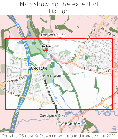 Map showing extent of Darton as bounding box