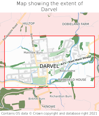 Map showing extent of Darvel as bounding box