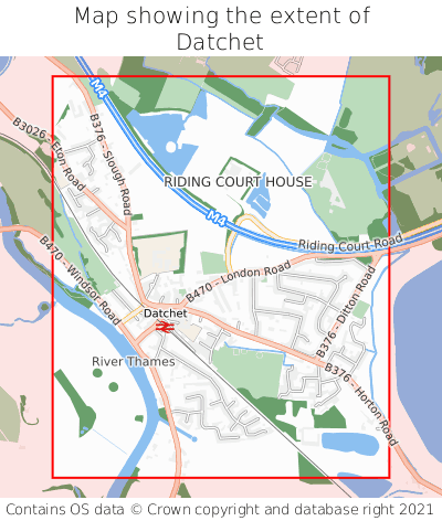 Map showing extent of Datchet as bounding box