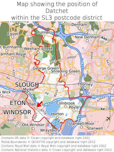 Map showing location of Datchet within SL3