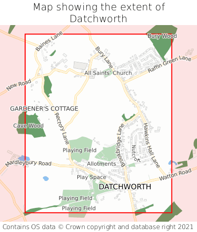 Map showing extent of Datchworth as bounding box