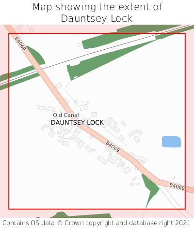 Map showing extent of Dauntsey Lock as bounding box