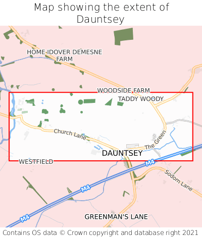 Map showing extent of Dauntsey as bounding box