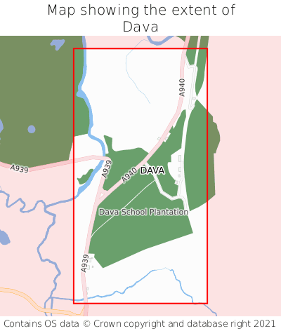 Map showing extent of Dava as bounding box