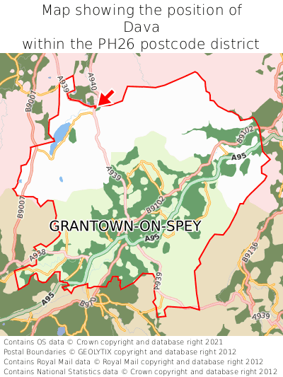 Map showing location of Dava within PH26