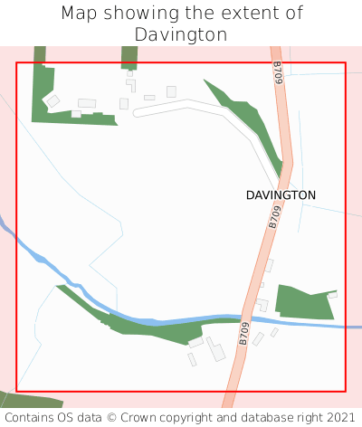 Map showing extent of Davington as bounding box