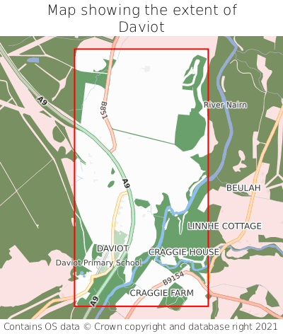 Map showing extent of Daviot as bounding box