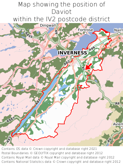 Map showing location of Daviot within IV2
