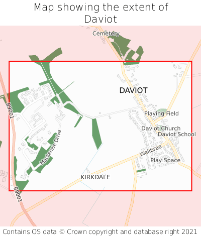 Map showing extent of Daviot as bounding box