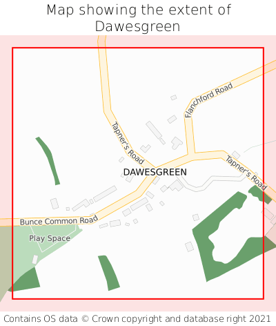 Map showing extent of Dawesgreen as bounding box