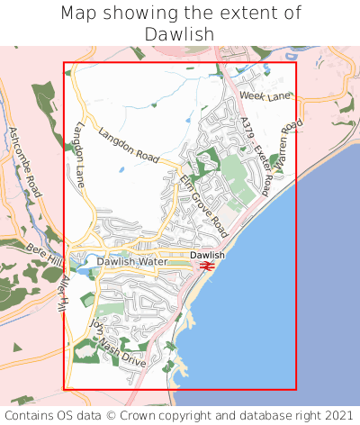 Map showing extent of Dawlish as bounding box