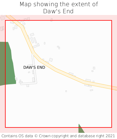 Map showing extent of Daw's End as bounding box