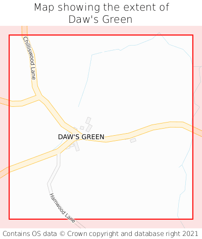 Map showing extent of Daw's Green as bounding box
