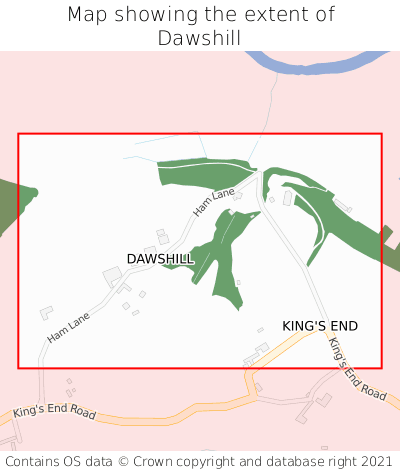 Map showing extent of Dawshill as bounding box
