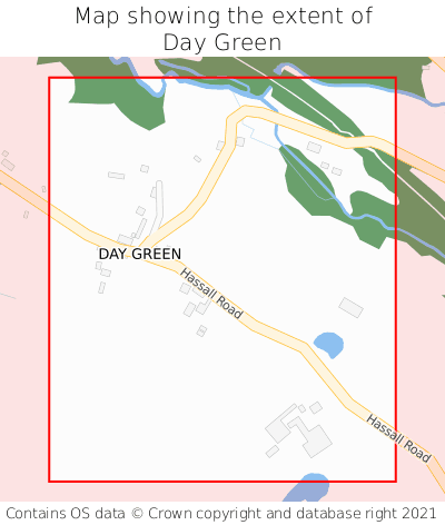 Map showing extent of Day Green as bounding box