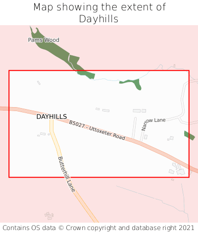 Map showing extent of Dayhills as bounding box