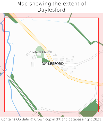 Map showing extent of Daylesford as bounding box
