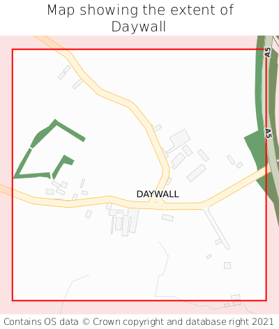 Map showing extent of Daywall as bounding box