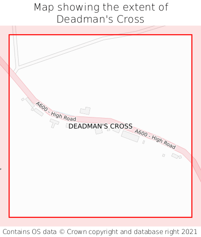 Map showing extent of Deadman's Cross as bounding box