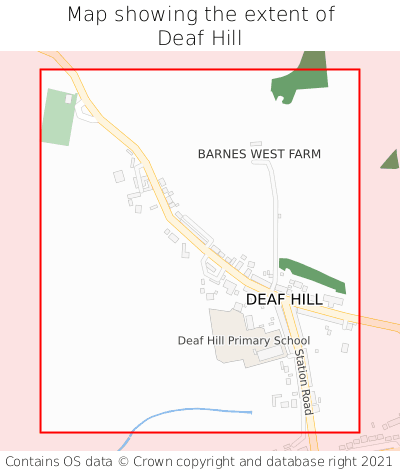 Map showing extent of Deaf Hill as bounding box