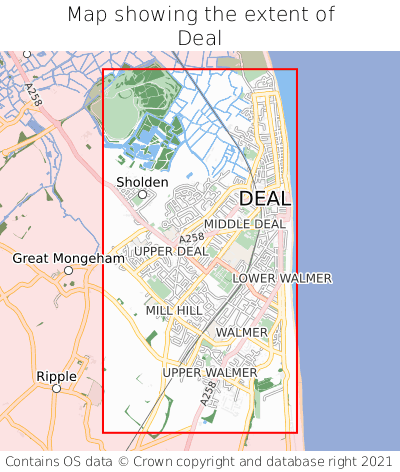 Map showing extent of Deal as bounding box