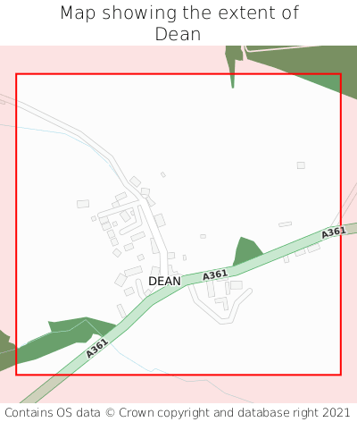 Map showing extent of Dean as bounding box