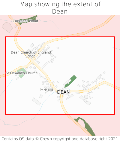 Map showing extent of Dean as bounding box