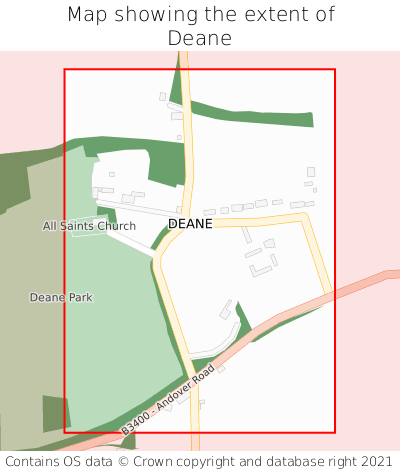 Map showing extent of Deane as bounding box