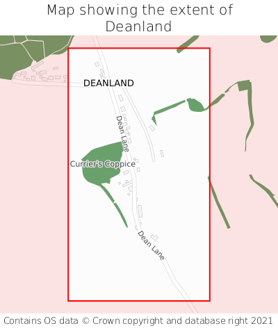 Map showing extent of Deanland as bounding box
