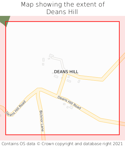 Map showing extent of Deans Hill as bounding box