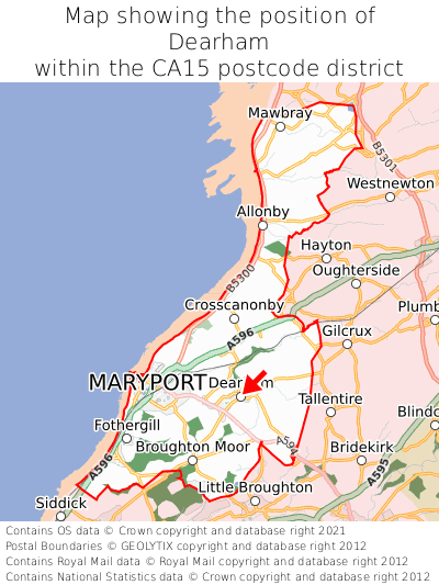 Map showing location of Dearham within CA15