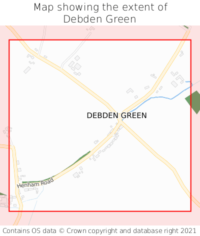 Map showing extent of Debden Green as bounding box