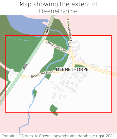 Map showing extent of Deenethorpe as bounding box