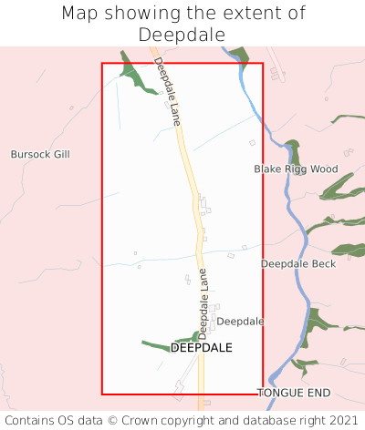 Map showing extent of Deepdale as bounding box