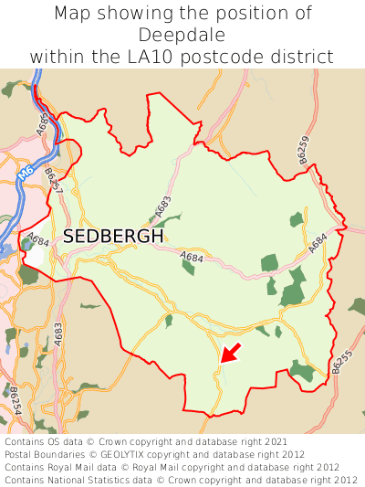 Map showing location of Deepdale within LA10