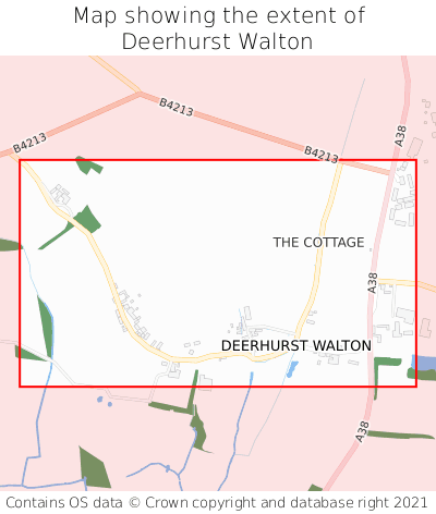 Map showing extent of Deerhurst Walton as bounding box