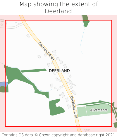Map showing extent of Deerland as bounding box