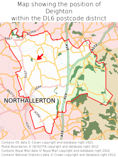 Map showing location of Deighton within DL6