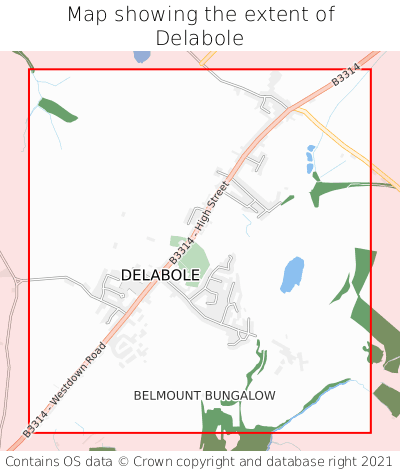 Map showing extent of Delabole as bounding box