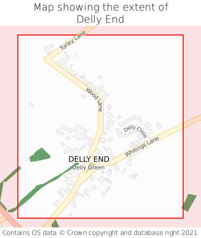Map showing extent of Delly End as bounding box